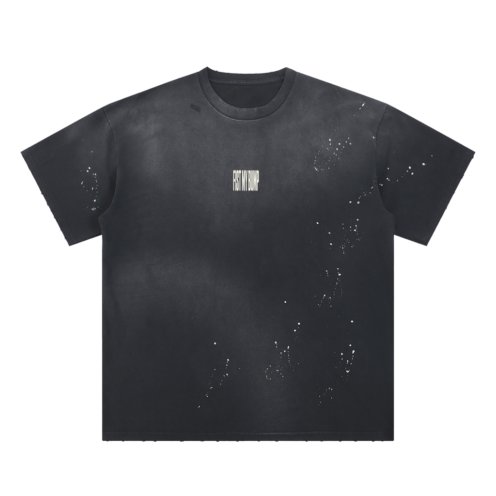 "Fist My Bump" | Hand-Frayed Sunfade Paint Splatter T-Shirt